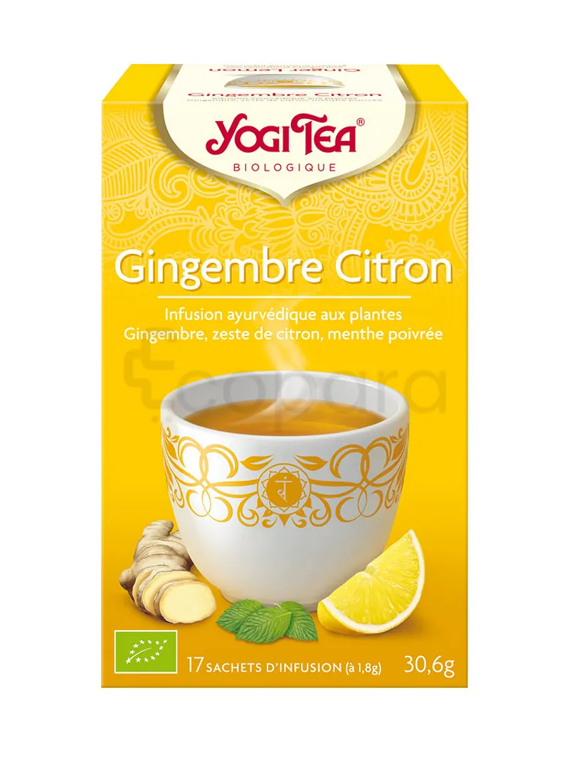 YOGI TEA GINGEMBRE CITRON INFUSION BOITE DE 17 SACHETS