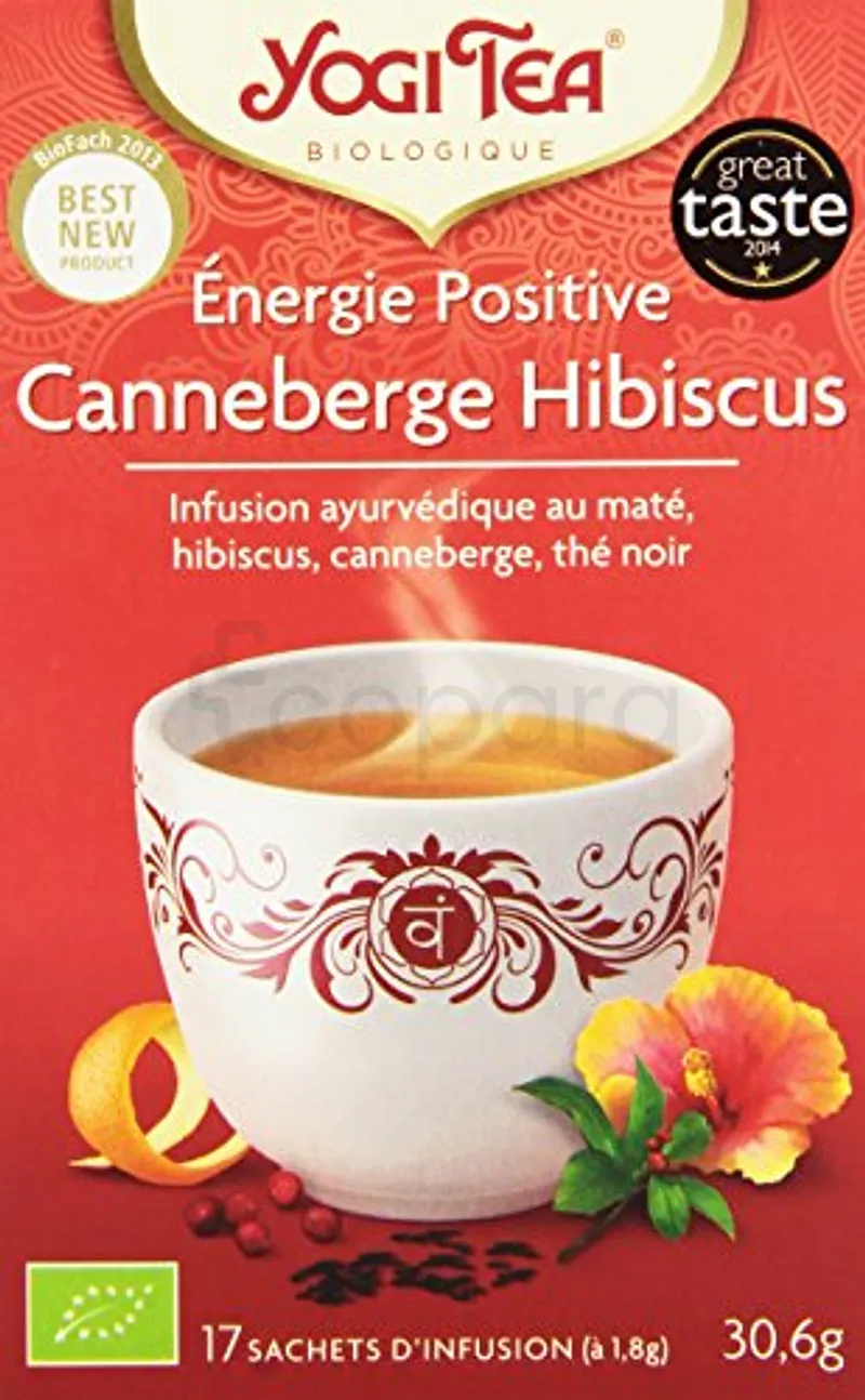 YOGI TEA ENERGIE POSITIVE CANNEBERGE HIBISCUS INFUSION BOITE DE 17 SACHETS
