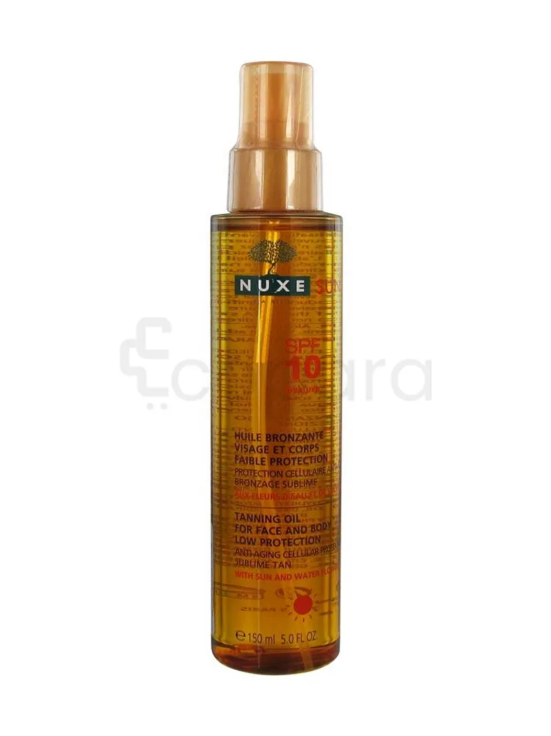 NUXE SUN HUILE BRONZANTE VISAGE ET CORPS FAIBLE PROTECTION SPF10 150ML