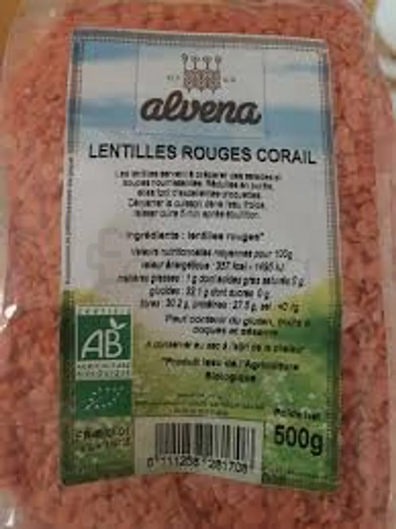ALVENA LENTILLES CORAIL 500G