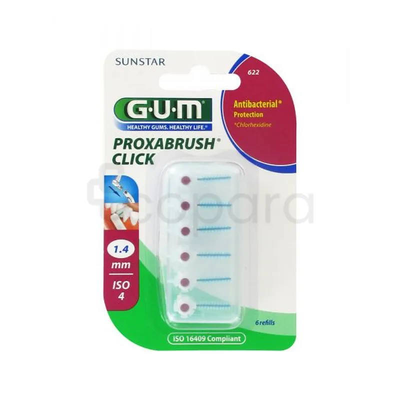 GUM RECHARGE BROSSE FINES PAR 6 UNITES A LA CHLORHEXIDINE 1.4MM REFERENCE 622