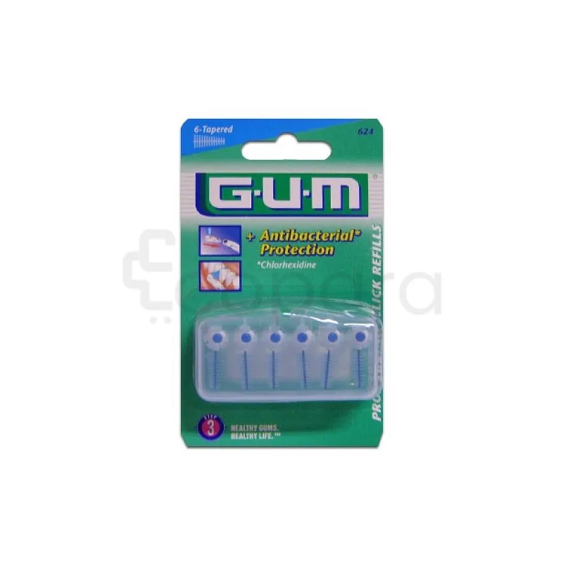 GUM RECHARGE BROSSE FINES PAR 6 UNITES A LA CHLORHEXIDINE 1.6MM REFERENCE 624