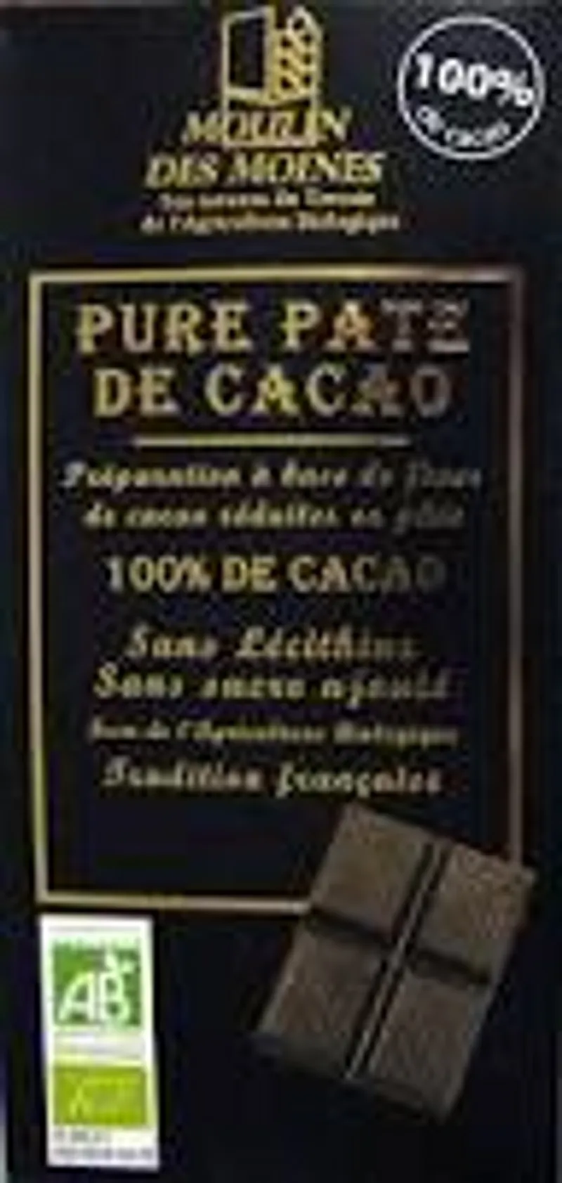 MOULIN DES MOINES PURE PATE DE CACAO 100G