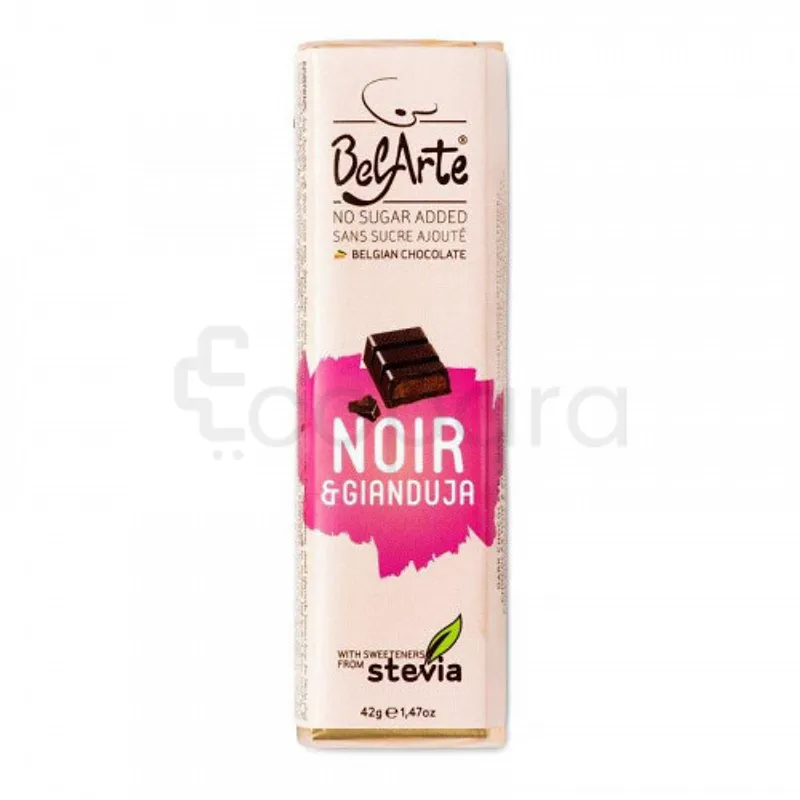 BELARTE BARRE CHOCOLAT NOIR & GIANDUJA AMANDE GRILLEES ET BROYEES 42G