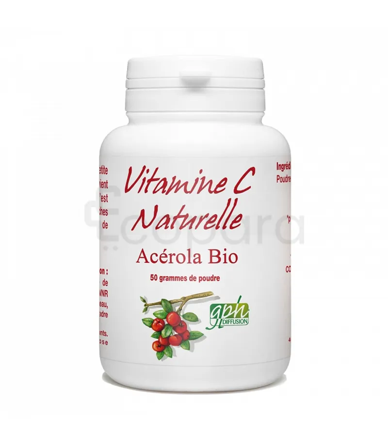 GPH VITAMINE C NATURELLE ACEROLA BIO 50 GRAMMES DE POUDRE