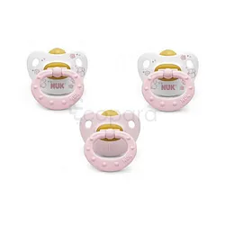 NUK ROSE ET BLEU SUCETTES 6-18MOIS BOITE DE 3 REFERENCE 163798