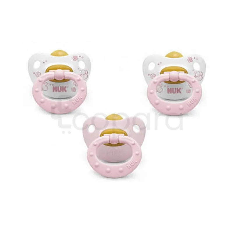 NUK ROSE ET BLEU SUCETTES 6-18MOIS BOITE DE 3 REFERENCE 163798