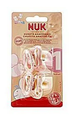 NUK ROSE ET BLEU SUCETTES 6-18MOIS LATEX BOITE DE 2 REFERENCE 268664