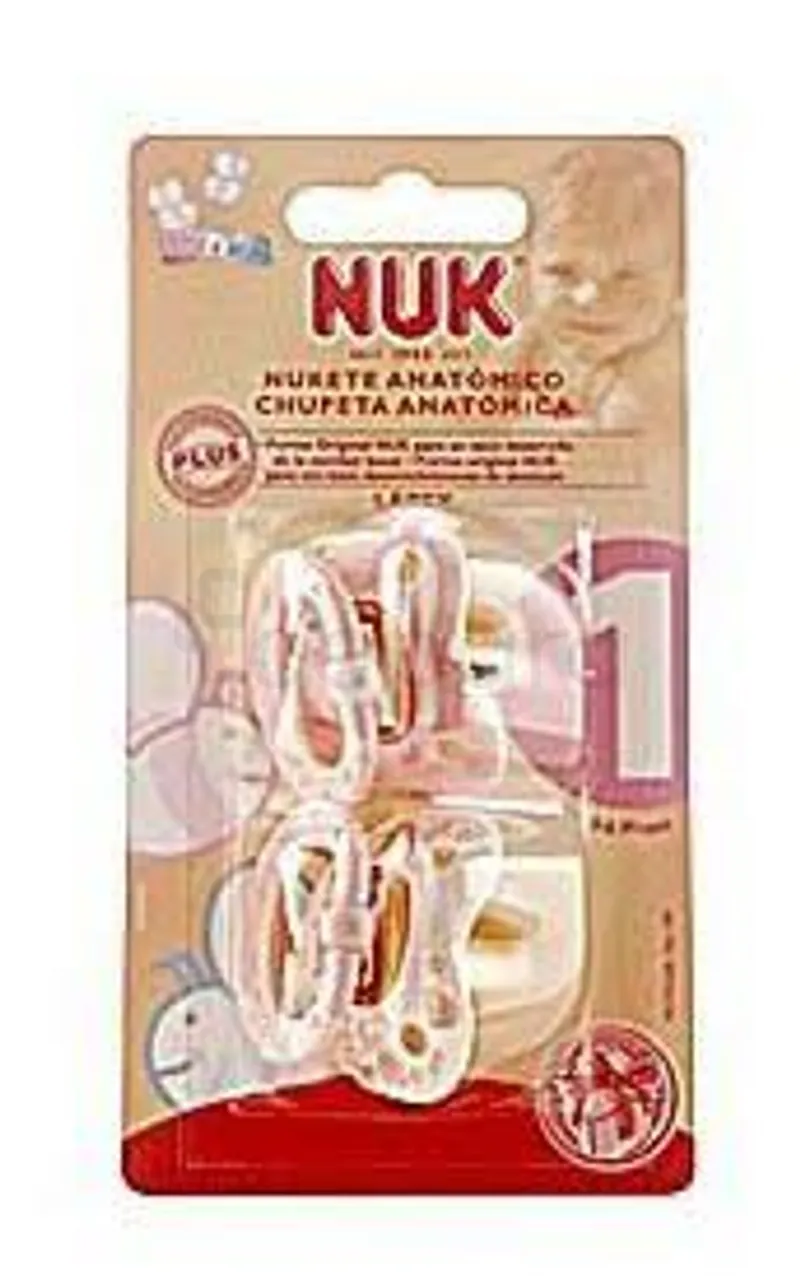 NUK ROSE ET BLEU SUCETTES 6-18MOIS LATEX BOITE DE 2 REFERENCE 268664