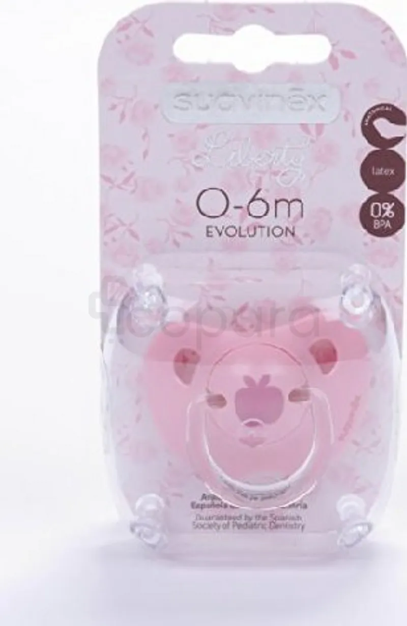 SUAVINEX SUCETTE EVOLUTION LATEX ROSE 0-6MOIS REFERENCE 159528