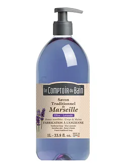 LE COMPTOIR DU BAIN SAVON TRADITIONNEL MARSEILLE OLIVE LAVANDE 1L REFERENCE CB_SMT010