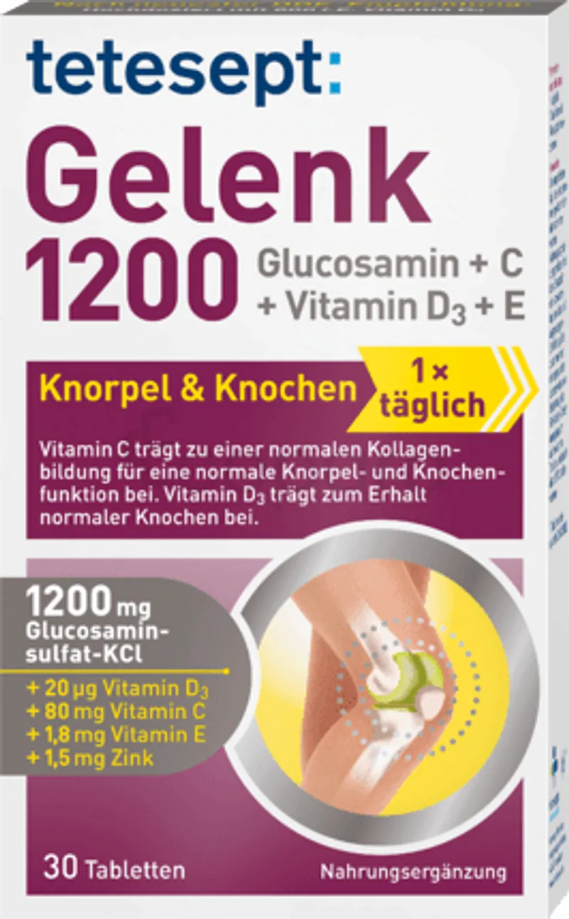 TETESEPT GELENK 1200 GLUCOSAMIN +C + VITAMIN D3 +E BOITE DE 30 COMPRIMES