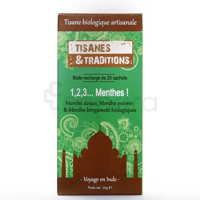TISANES ET TRADITIONS 1 2 3 MENTHES BOITE DE 20 SACHETS