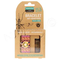MANOUKA BRACELET ANTI-MOUSTIQUES RECHARGEABLES DUREE 30 JOURS