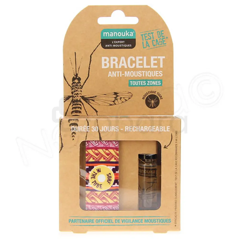 MANOUKA BRACELET ANTI-MOUSTIQUES RECHARGEABLES DUREE 30 JOURS