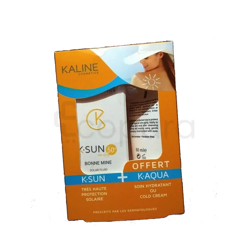 KALINE PACK K-SUN ECRAN COUVRANT + K-AQUA SOIN HYDRATANT 50ML OU COLD CREME 50ML OFFRE SPECIALE