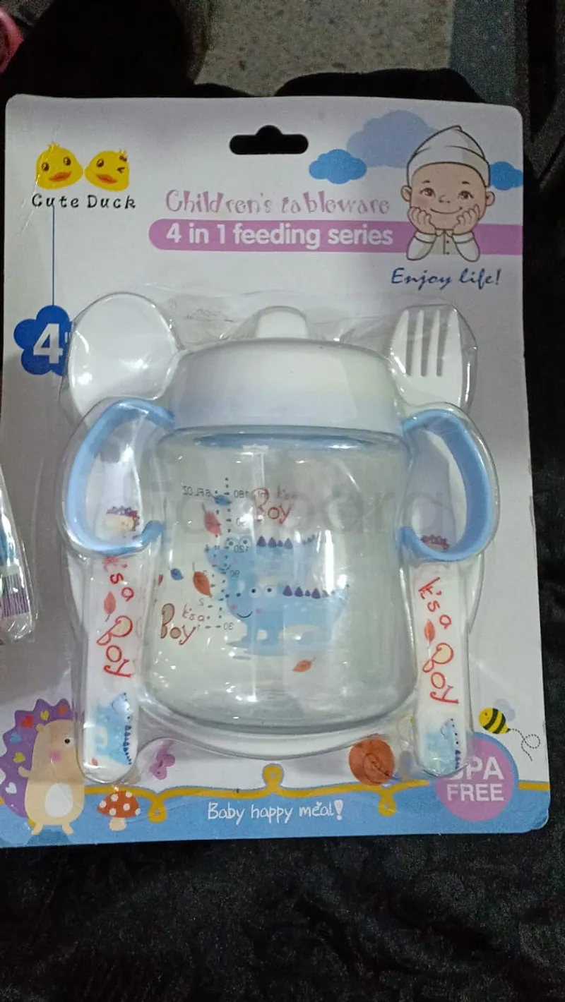 CUTE DUCK CHILDREN'S TABLEWARE 4 IN 1 FEEDING REFERENCE 8503