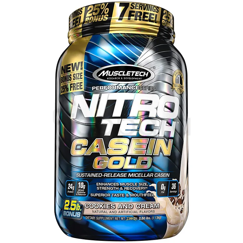 MUSCLETECH NITRO TECH CASEIN GOLD COOKIES AND CREAM 1.13KG