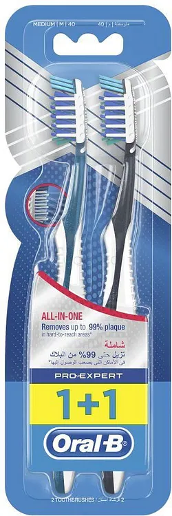 ORAL-B PACK BROSSES A DENTS PRO EXPERT ALL IN ONE 40 MEDIUM VIP 1+1