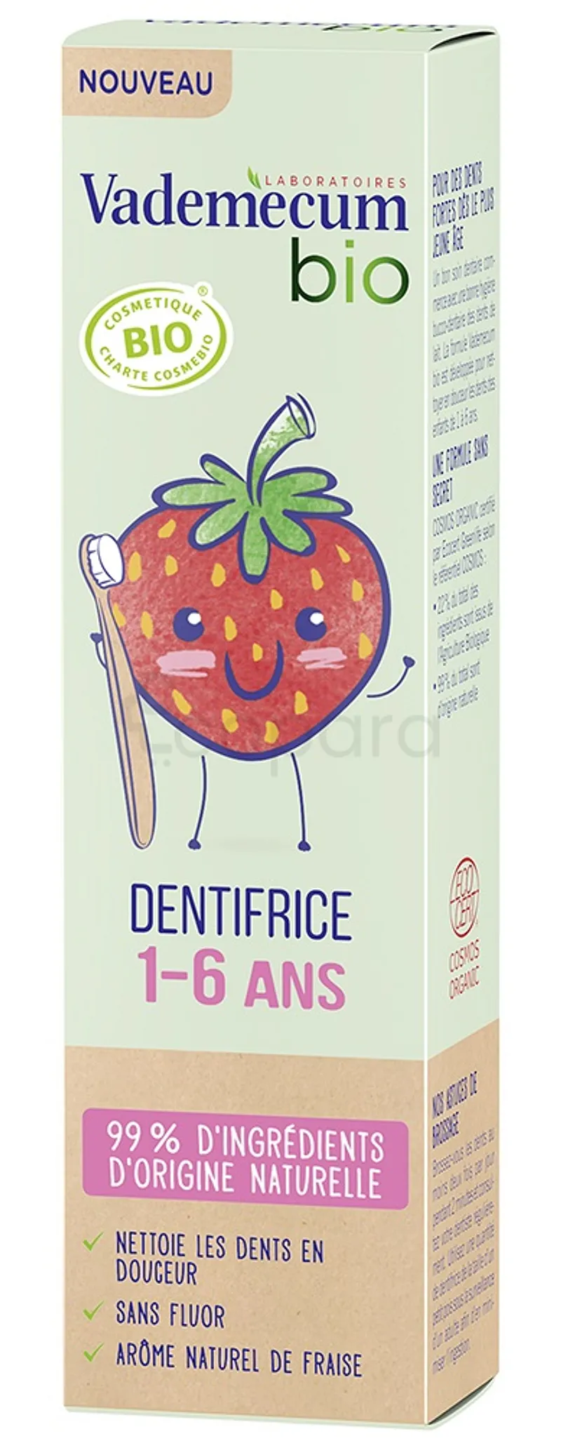 VADEMECUM BIO DENTIFRICE FRAISE 1-6ANS 50ML