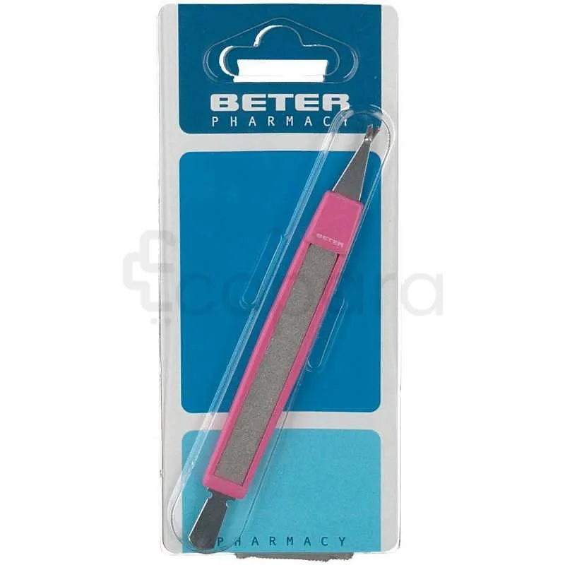 BETER COUPE CUTICULE A TRIPLE USAGE AVEC REPOUSSOIR ET LIME 12.5CM REFERENCE 24018