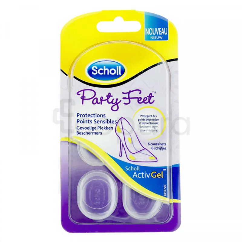 SCHOLL PARTY FEET COUSSINETS PROTECTIONS POINTS SENSIBLES BOITE DE 6
