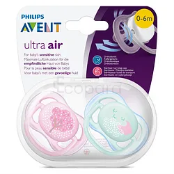 AVENT SUCETTES ULTRA AIR 0-6MOIS FILLES BOITE DE 2 REFERENCE SCF33/20