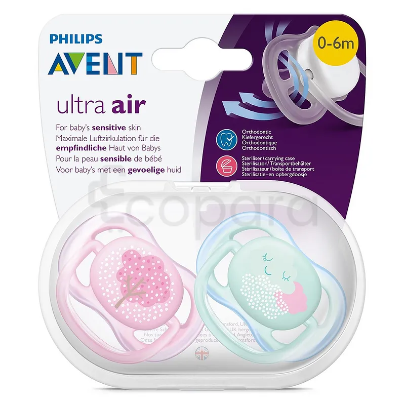 AVENT SUCETTES ULTRA AIR 0-6MOIS FILLES BOITE DE 2 REFERENCE SCF33/20