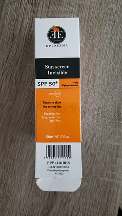 EPIDERMA SUN SCREEN INVISIBLE SPF50+ 50ML