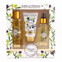 JEANNE EN PROVENCE COFFRET DIVINE OIL HUILE DE DOUCHE 250ML + CREME MAINS HYDRATANTE 75ML + HUILE SECHE 150ML
