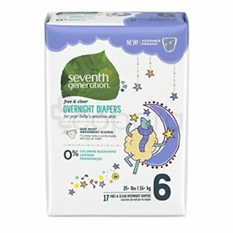 SEVENTH GENERATION FREE ET CLEAR COUCHES DE NUIT PUR ET SIMPLE TAILLE 6 BOITE DE 17