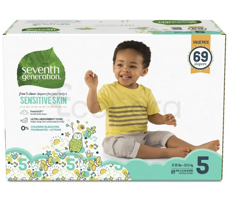 SEVENTH GENERATION FREE ET CLEAR COUCHES PUR ET SIMPLE TAILLE 5 BOITE DE 69