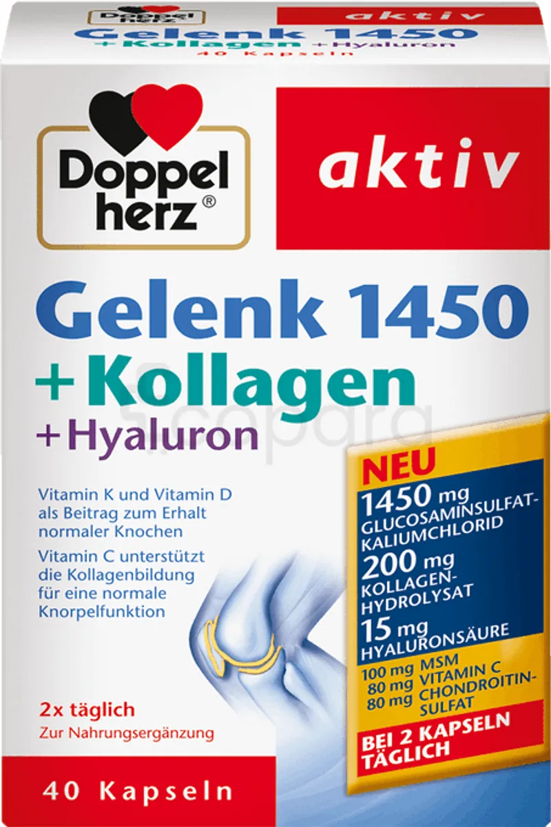 DOPPEL HERZ AKTIV GELENK 1450 + KOLLAGEN + HYALURON BOITE DE 40 CAPSULES