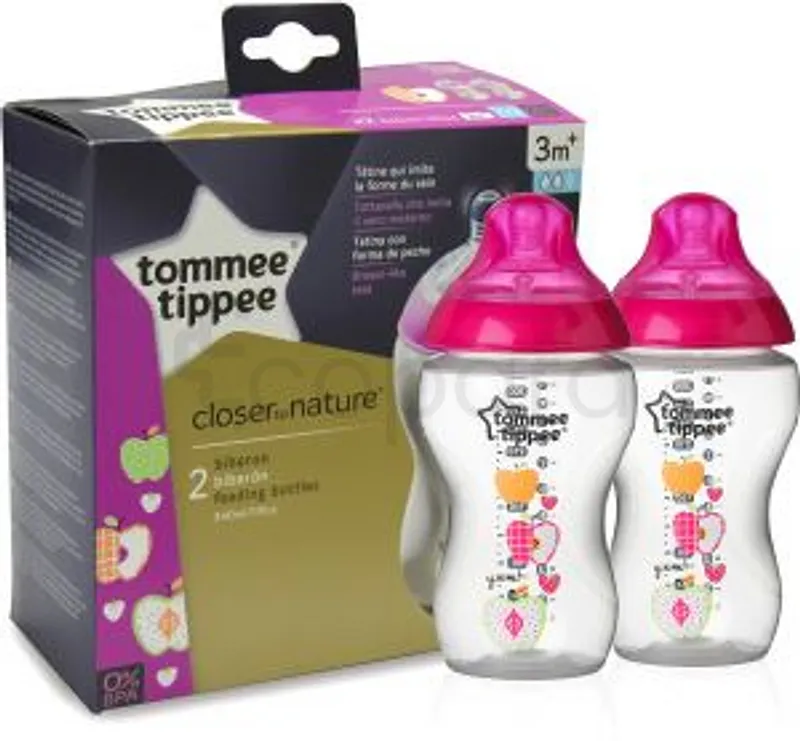 TOMMEE TIPPEE PACK 2 BIBERONS ROSE +3MOIS 340ML