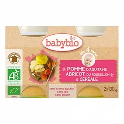 BABYBIO PETIT POT POMME ABRICOT CEREALE 2*130G