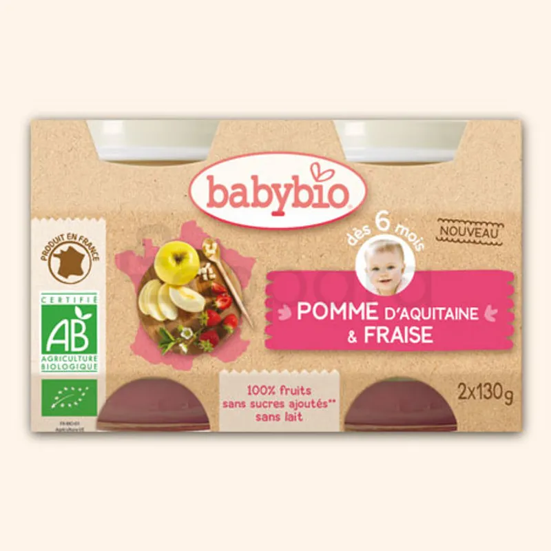 BABYBIO PETIT POT POMME FRAISE 2*130G