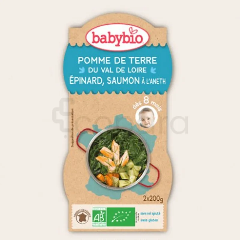 BABYBIO BOL POMME DE TERRE EPINARD SAUMON 2*200G BOITE DE 2