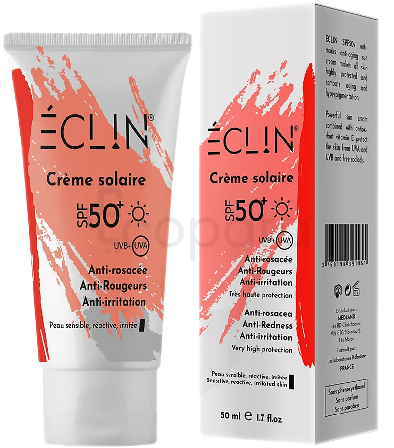 ECLIN CREME SOLAIRE ANTI-ROSACEE ANTI-ROUGEURS ANTI-IRRITATION SPF50 50ML