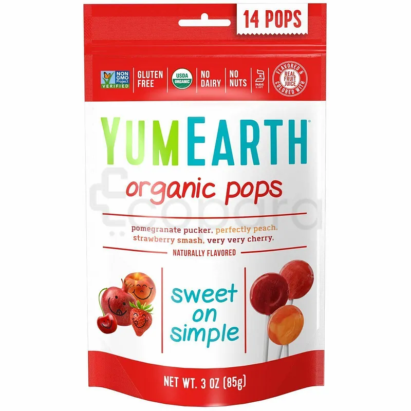 YUM EARTH ORGANIC POPS FRUITS ROUGES BOITE DE 14