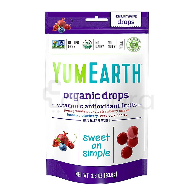 YUM EARTH ORGANIC DROPS VITAMIN C ANTIOXIDANT FRUITS 93.5G