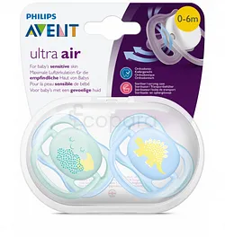 AVENT SUCETTE ULTRA AIR PEAU SENSIBLE 0-6MOIS BOITE DE 2 REFERENCE SCF344/20