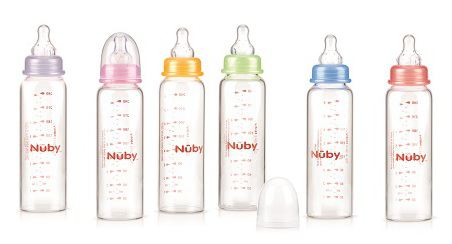 NUBY BIBERON CLASSIQUE EN VERRE COL STANDARD ET TETINE ANTI-COLIQUE +3MOIS 240ML REF 20-ID1179