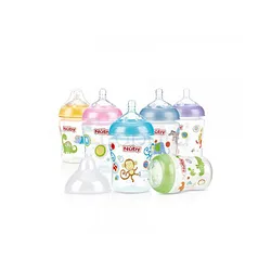 NUBY BIBERON COL LARGE IMPRIME EN PP AVEC TETINE ANTI-COLIQUE +0MOIS 270ML REFERENCE 20-ID1192