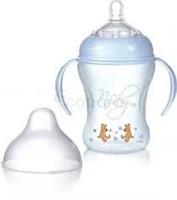 NUBY BIBERON COL LARGE À ANSES VERT CLAIR +3MOIS 240ML REFERENCE NT68002