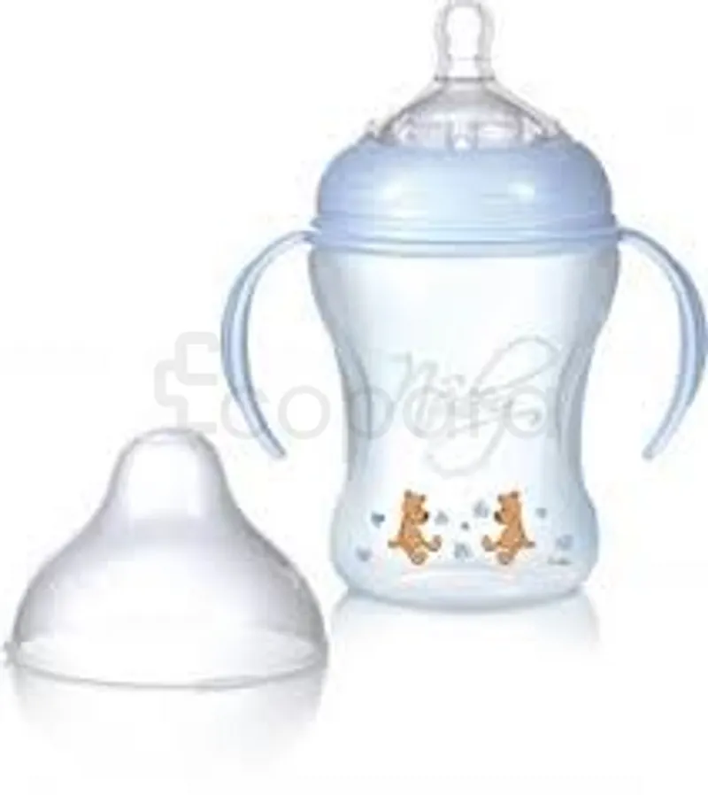 NUBY BIBERON COL LARGE À ANSES VERT CLAIR +3MOIS 240ML REFERENCE NT68002