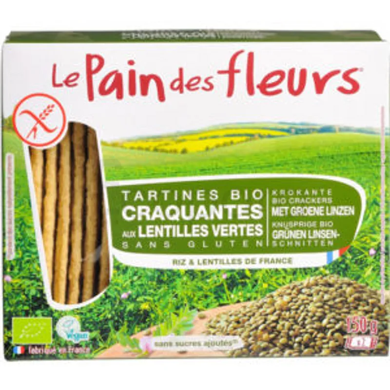 LE PAIN DES FLEURS TARTINES BIO CRAQUANTES AUX LENTILLES VERTES 150G