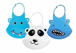 NUBY BAVOIR EN SILICONE ANIMAUX AVEC POCHE +3MOIS REFERENCE ID4398