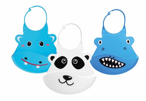 NUBY BAVOIR EN SILICONE ANIMAUX AVEC POCHE +3MOIS REFERENCE ID4398