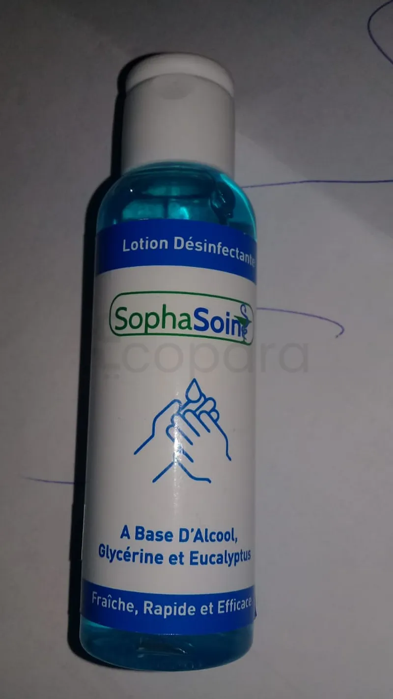 SOPHASOIN LOTION DÉSINFECTANTE HYGIÈNE DES MAINS A BASE D'ALCOOL GLYCÉRINE ET EUCALYPTUS 60ML