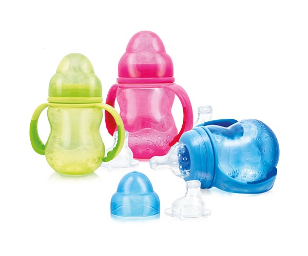 NUBY BIBERON APRENTISSAGE EN PP COL LARGE À ANCES AVEC TÉTINE DÉBIT VARIABLE +0MOIS 240ML REFERENCE 20-ID1107